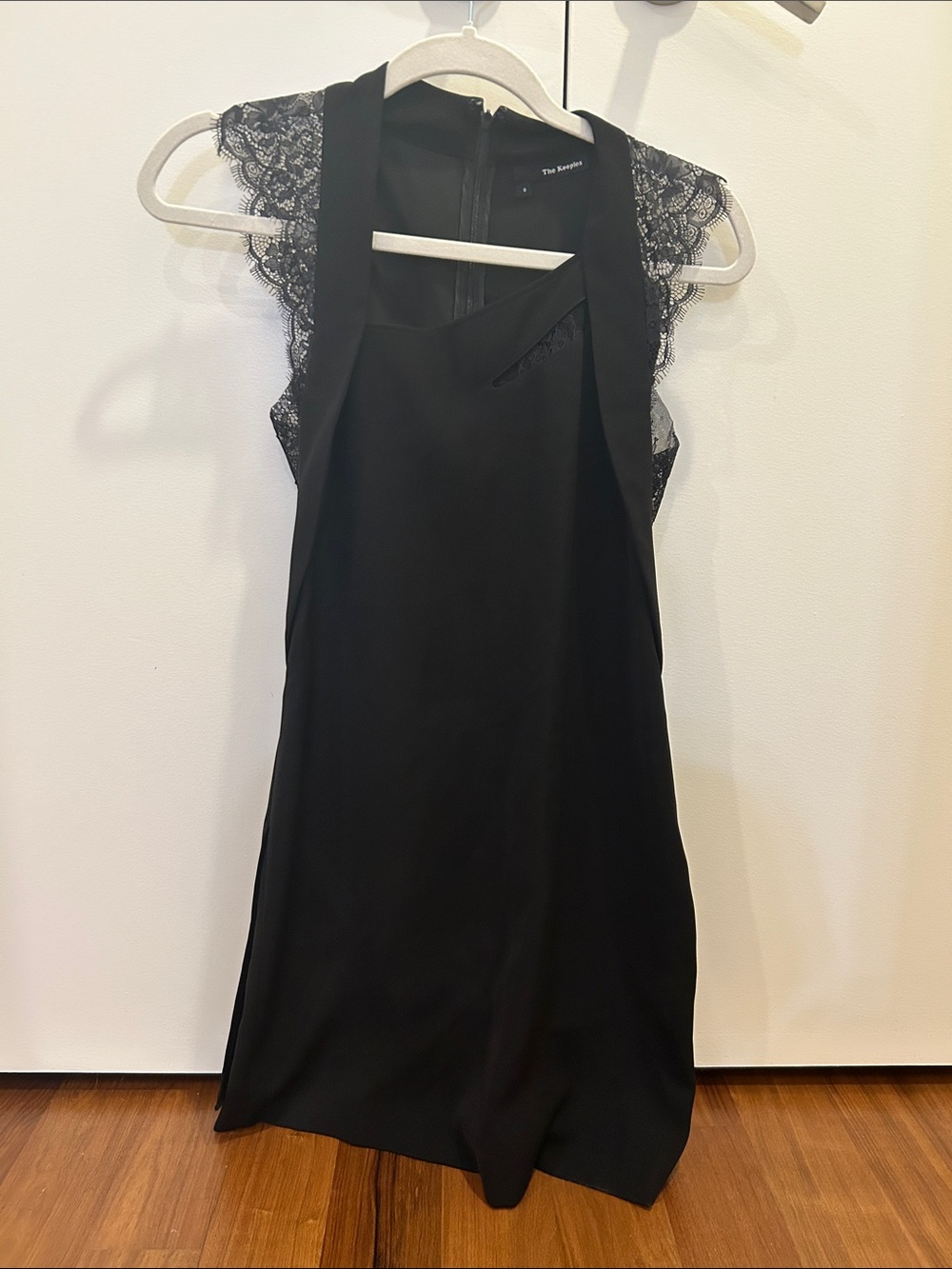 The Kooples Black Lace-Trim Mini Dress